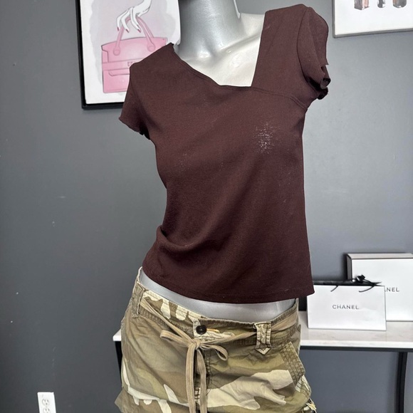 725 Originals Asymmetrical Brown Y2K Top - Picture 3 of 4